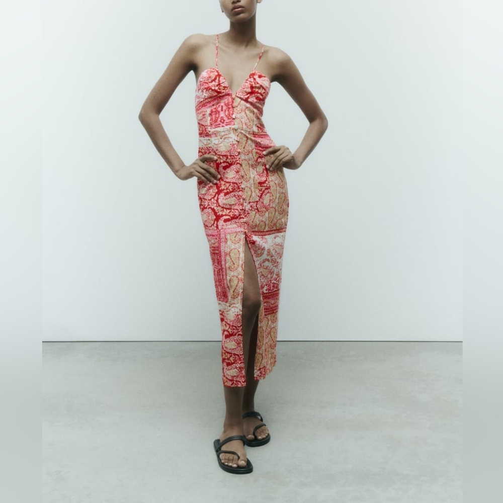 ZARA PATCHWORK PRINT DRESS